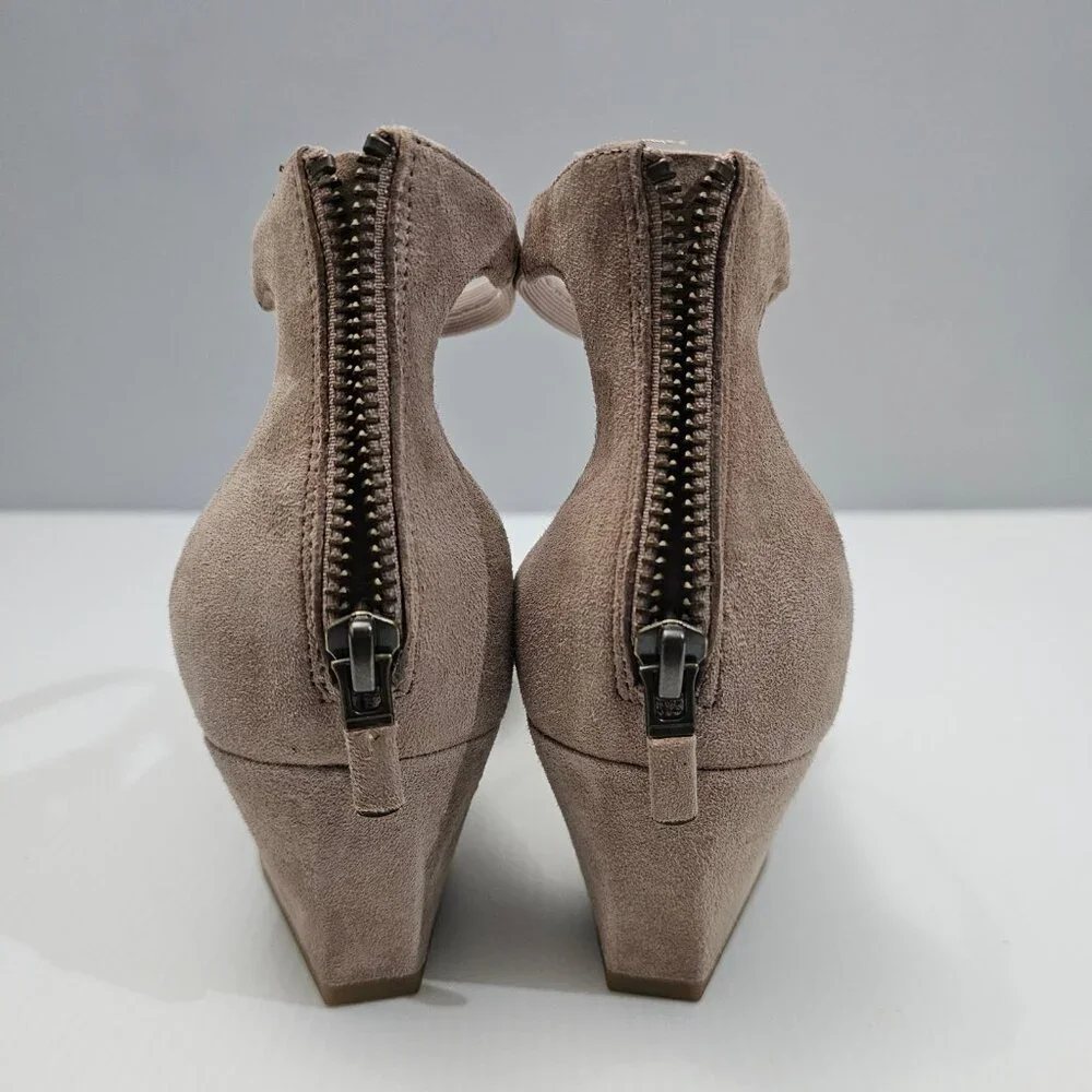 Eileen Fisher Veery Heel Pump Ankle Strap Zip Earth Tan Suede Size 8 NEW - Picture 11 of 16